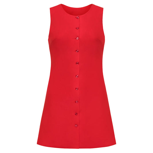 Cherry Button Down Tank Dress