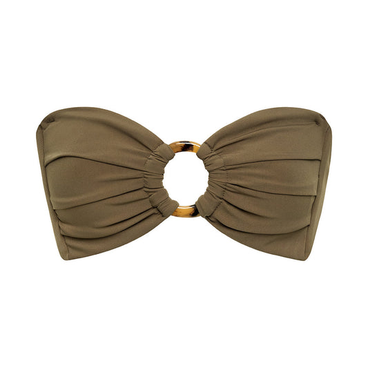 Khaki Tori Ties Bandeau Bikini Top