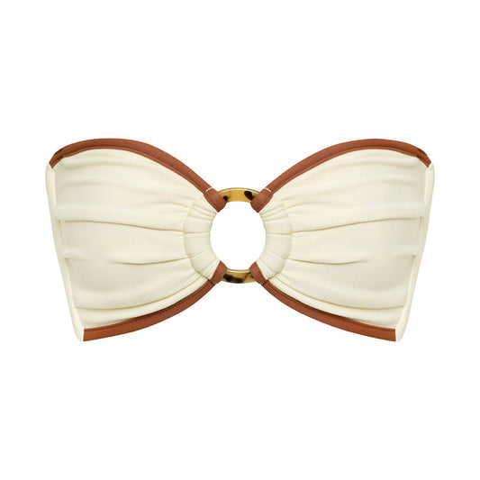 Oat Terracotta Binded Tori Ties Bandeau Bikini Top