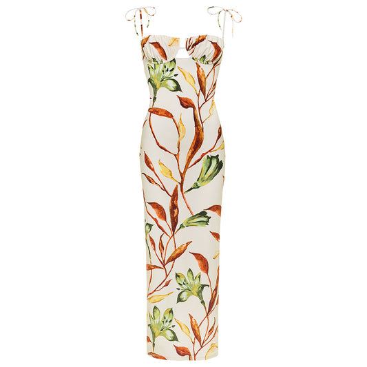 Rooted Floral Petal Long Slip Dress