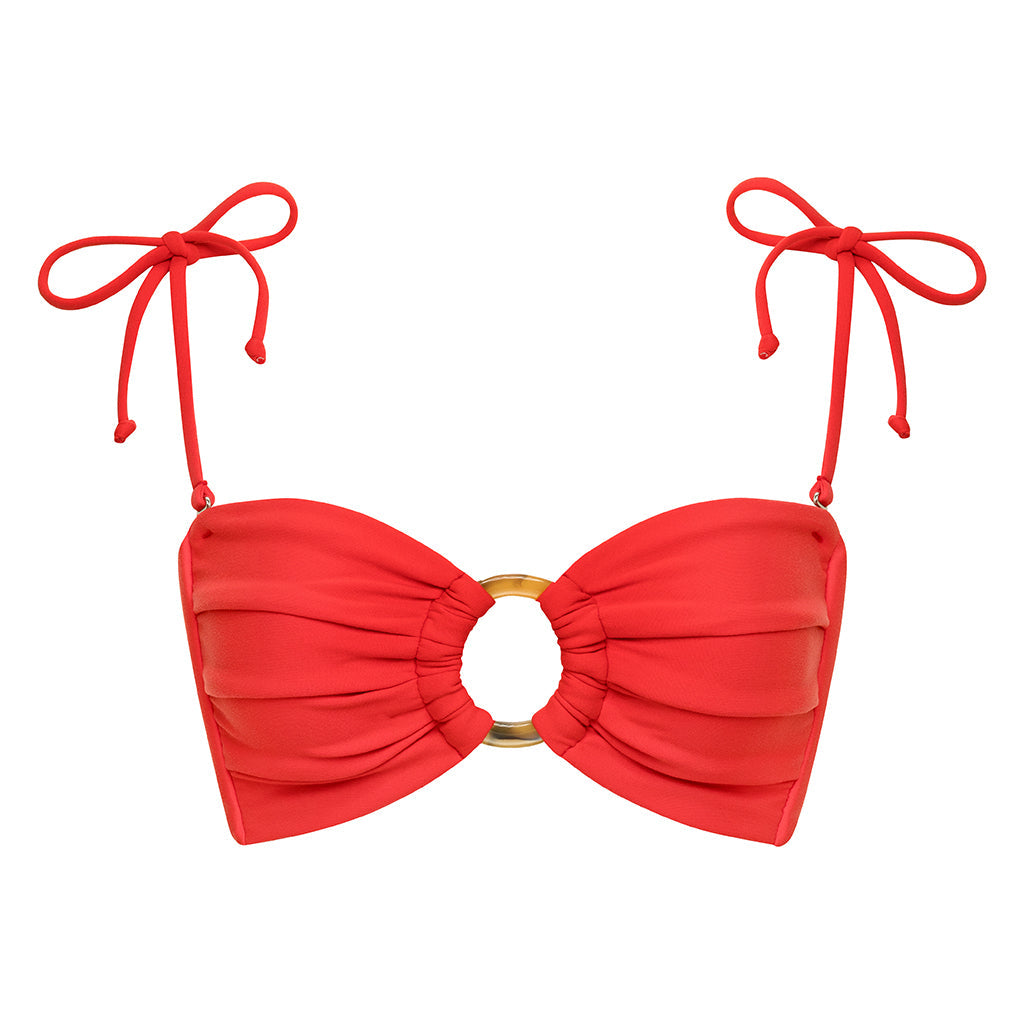 Cherry Tori Ties Bandeau Bikini Top