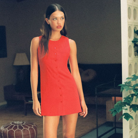 Cherry Button Down Tank Dress