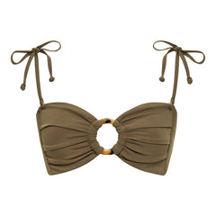 Khaki Tori Ties Bandeau Bikini Top