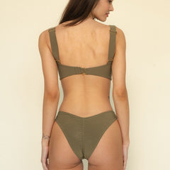 Khaki Lulu (Zig-Zag Stitch) Bikini Bottom