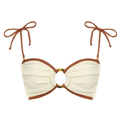 Oat Terracotta Binded Tori Ties Bandeau Bikini Top