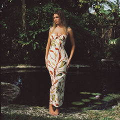 Rooted Floral Petal Long Slip Dress