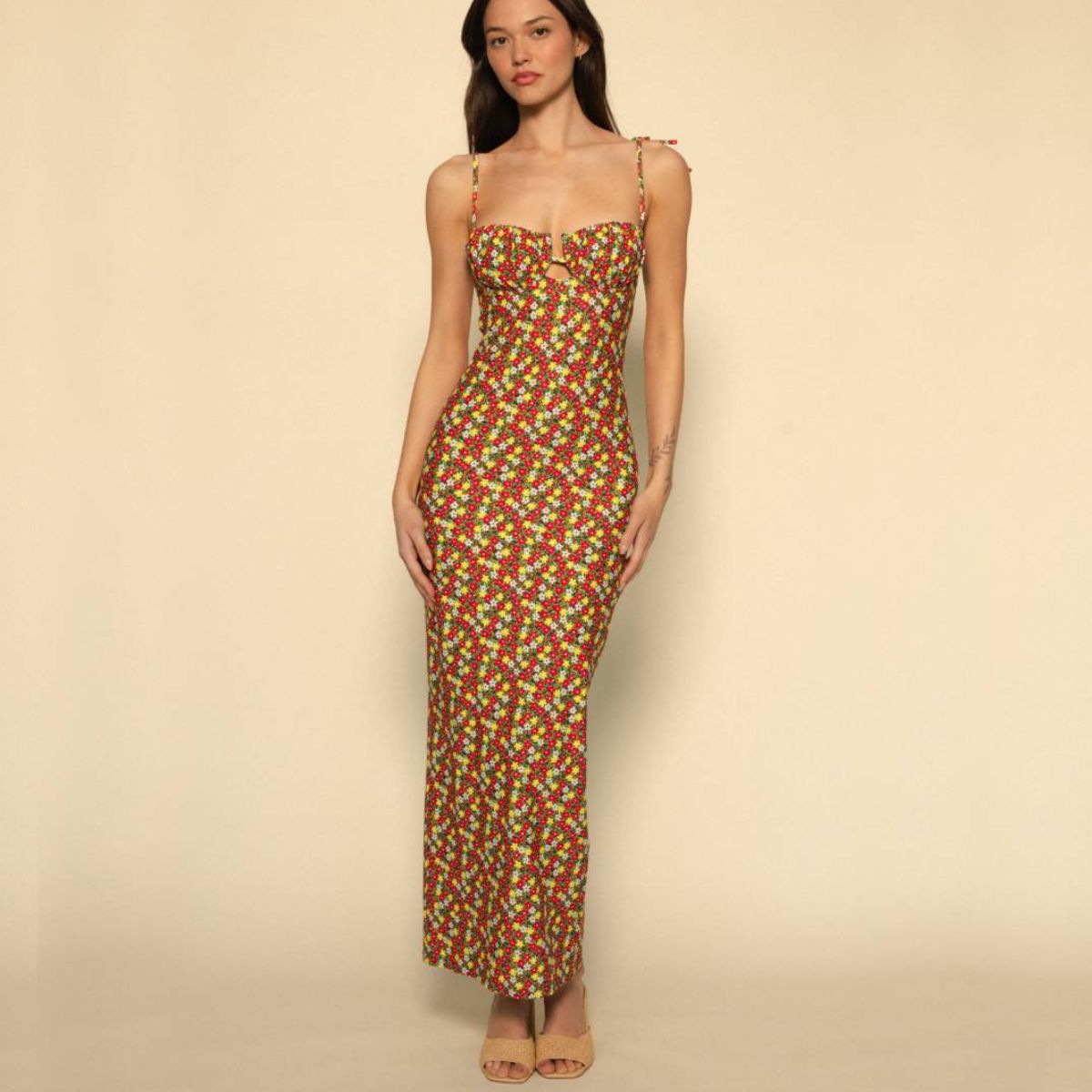Sienna Floral Petal Long Slip Dress