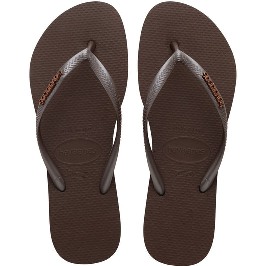 Slim Logo Metallic Sandal (Dark Brown)