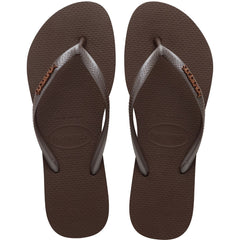 Slim Logo Metallic Sandal (Dark Brown)