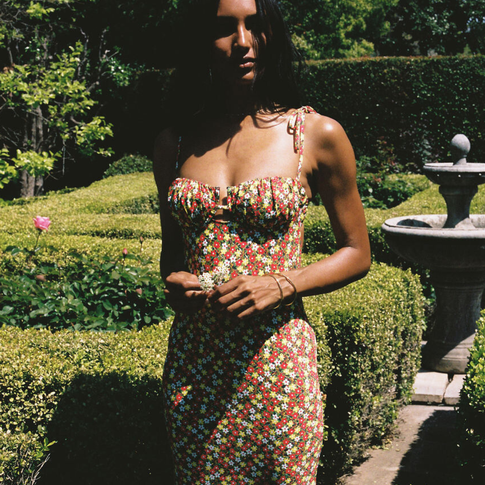 Sienna Floral Petal Long Slip Dress